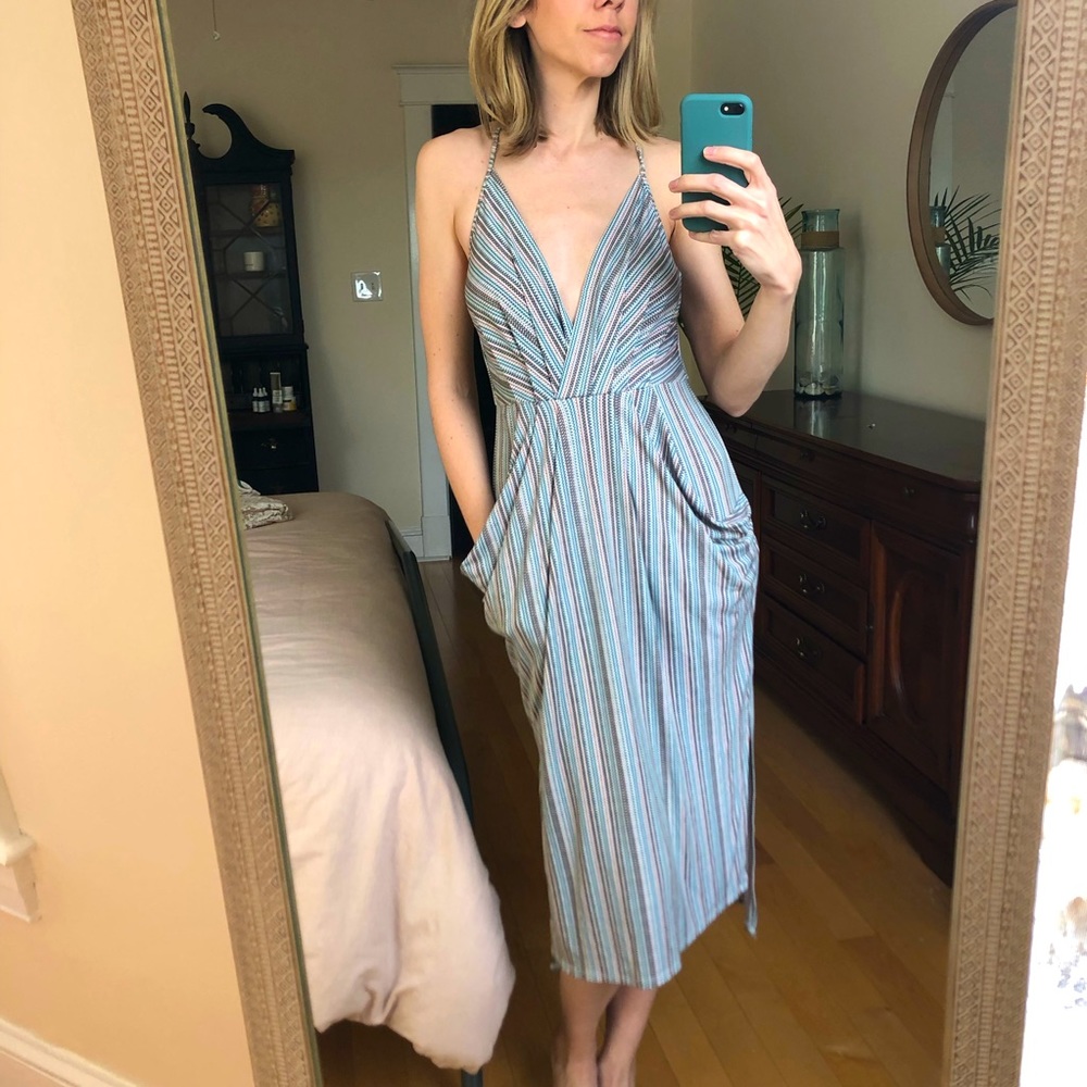 BCBG Faux Wrap Front Midi Dress